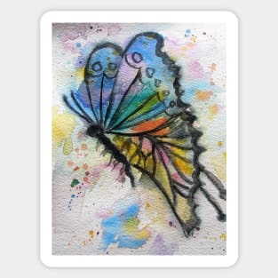 Rainbow Butterfly Watercolor Painting Sticker